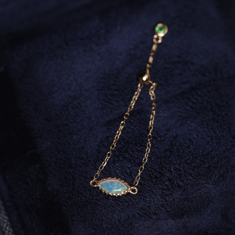 18K Gold Adjustable Chain Ring With Australian Opal - Lollimix 