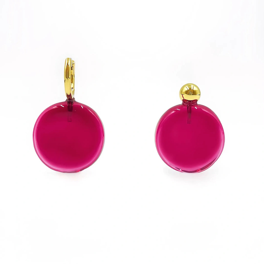 Burgundy Glass Statement Earrings - Studio White Background 1