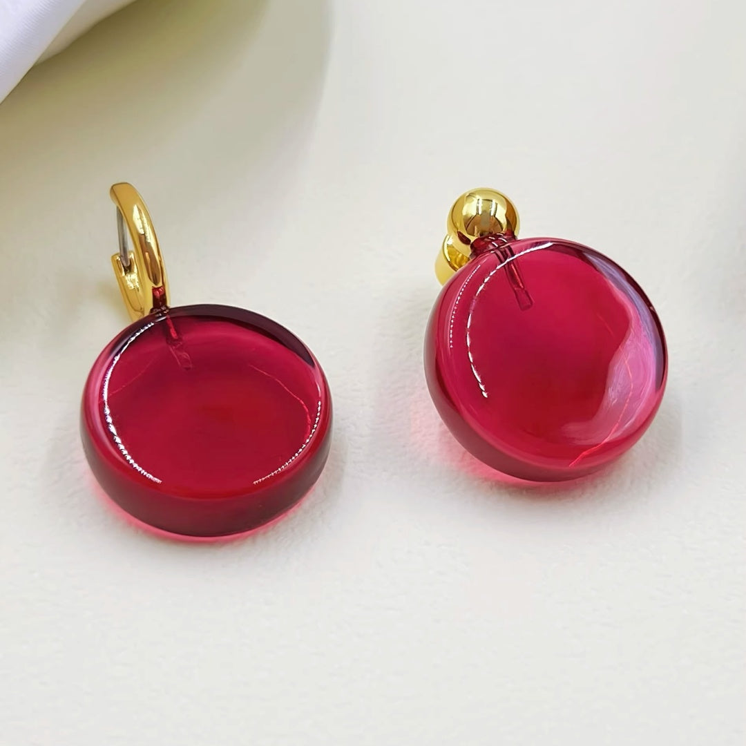 Burgundy Glass Statement Earrings - Lifestyle Display 6