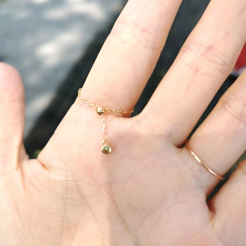 18K Gold Adjustable Chain Ring With Australian Opal - Lollimix 