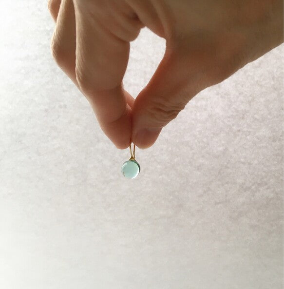 Japan Designer brand Knap handmade jewelry handcrafted glass stud earrings Aquamarine Blue