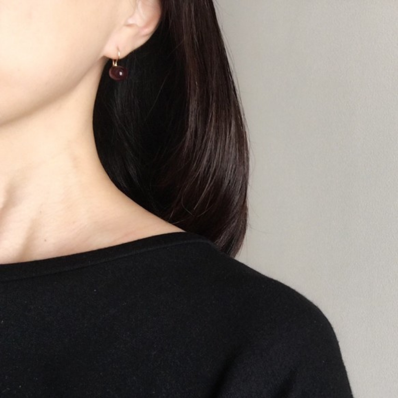 Japanese Artist Handcrafted Glass Round Dangling Earrings made with 23k Gold Vermeil in dream blue color