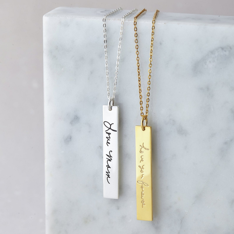 Vertical Bar Handwriting Necklace - Lollimix 
