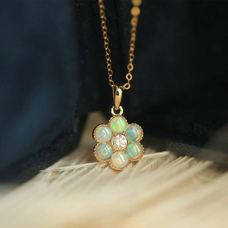 The-Chubby-Paw-18K-Gold-Vintage-Looking-Sunflower-Opal-And-Diamond-Pendant-Necklace