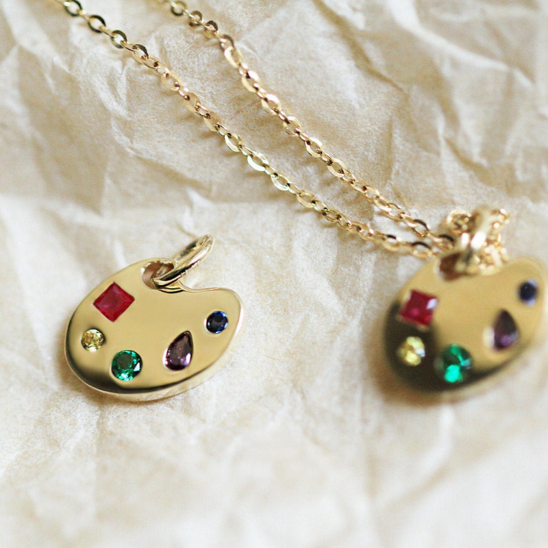 9K Gold Palette Pendant Necklace - Lollimix 