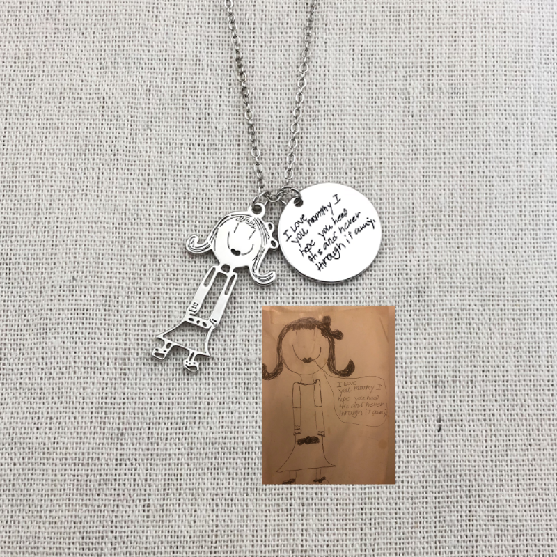 Personalized Kids Drawing Necklace With 2 Pendant - Lollimix 
