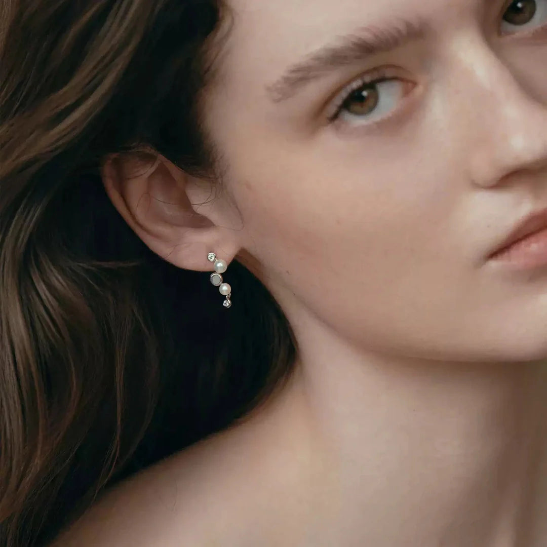 Illusion floating pearl earrings elegant S925 silver minimalist jewelry for daily refined look - lifestyle-1